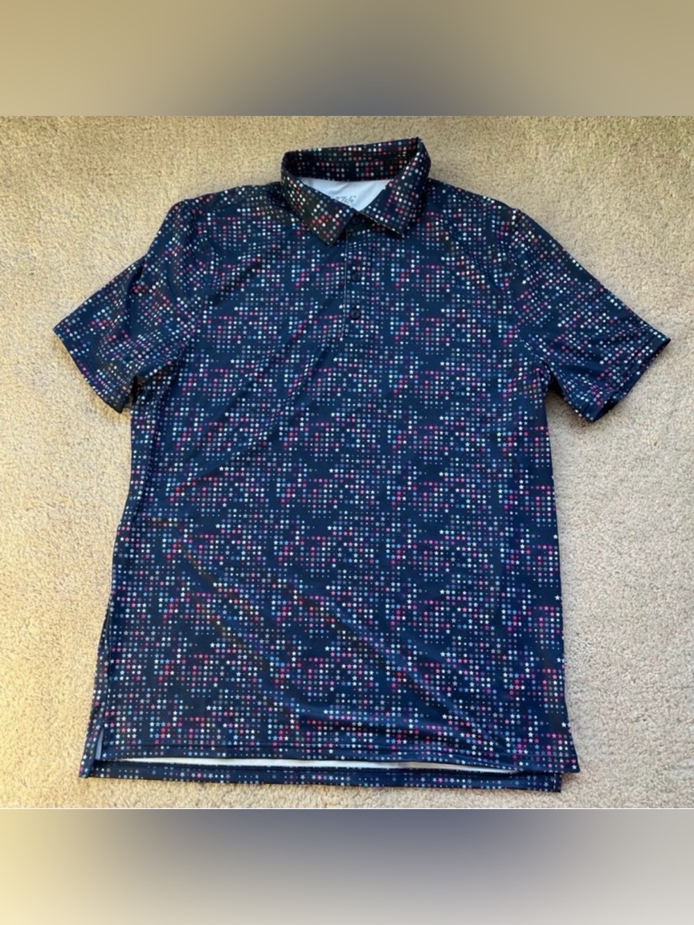 1764 Signature Men’s Blue Star Print Performance Golf Polo Shirt - Size L - EUC